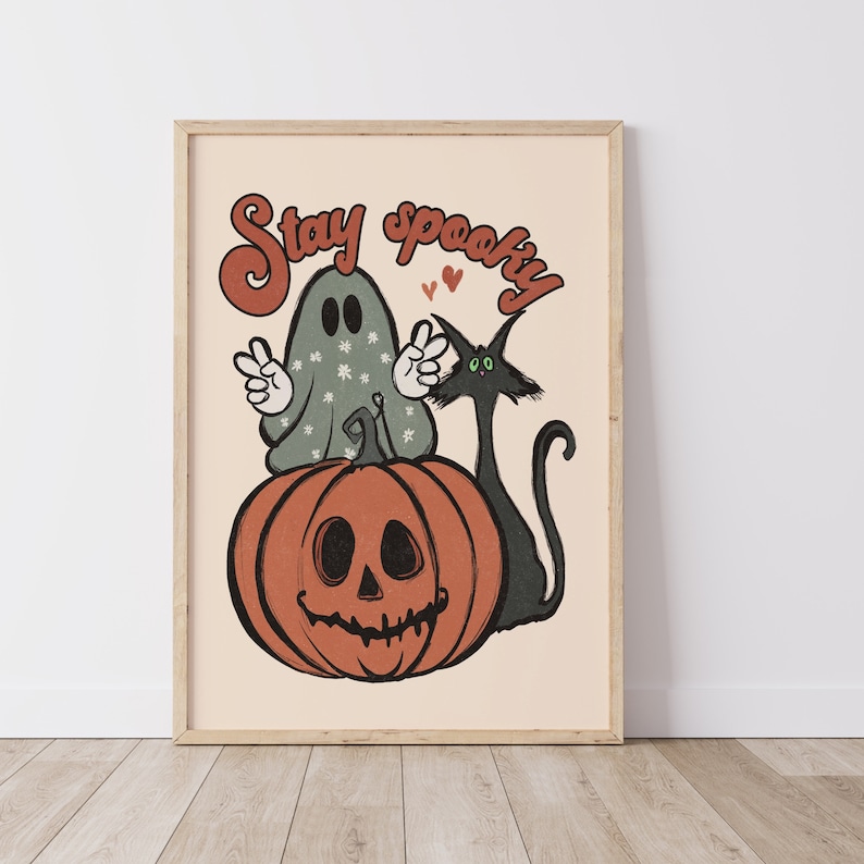 Retro Halloween, Creep it Real, Vintage Ghost Halloween Printable, Retro Fall, Fall Printable, Set of 10, Print at Home, Autumn Art Prints, image 5