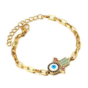 Evil eye bracelet, paper clip bracelet, woman’s bracelet