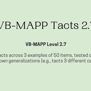 Matériaux ABA VB-MAPP Niveau deux Tact 2.7 Analyste du comportement, ressources et stimuli rbt.