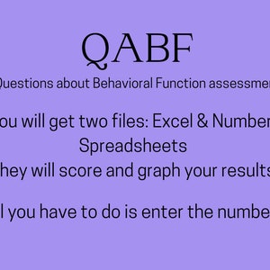 QABF Excel and Numbers spreadsheet-automatically score and graph! Behavior Analyst, RBT resources for assessments