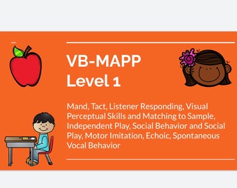 Voltooi VB-MAPP niveau 1 Assessment (Google Slides) Gedragsanalist, rbt-bronnen en stimuli.