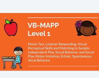 Complete VB-MAPP level 1 Assessment  (Google Slides) Behavior Analyst, rbt resources and stimuli.