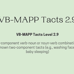 ABA-Materialien VB-MAPP Stufe zwei Tact 2.9 Verhaltensanalytiker, rbt-Ressourcen und Stimuli.