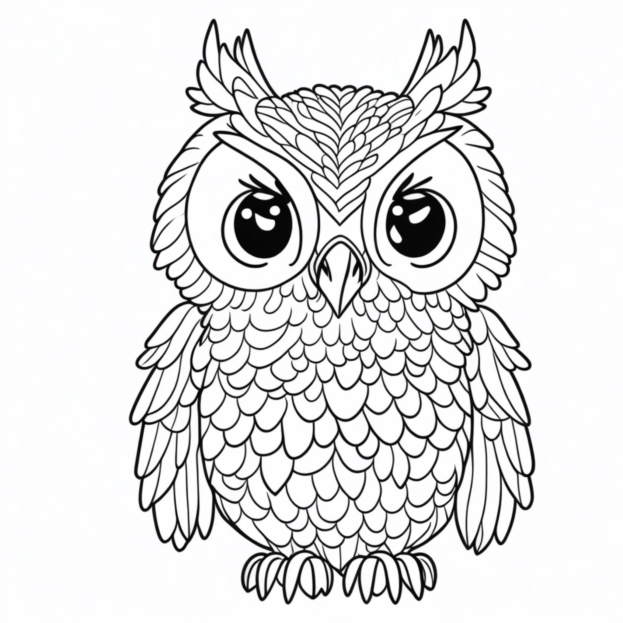 OWL: Cartoon Coloring Page for Kids - Etsy