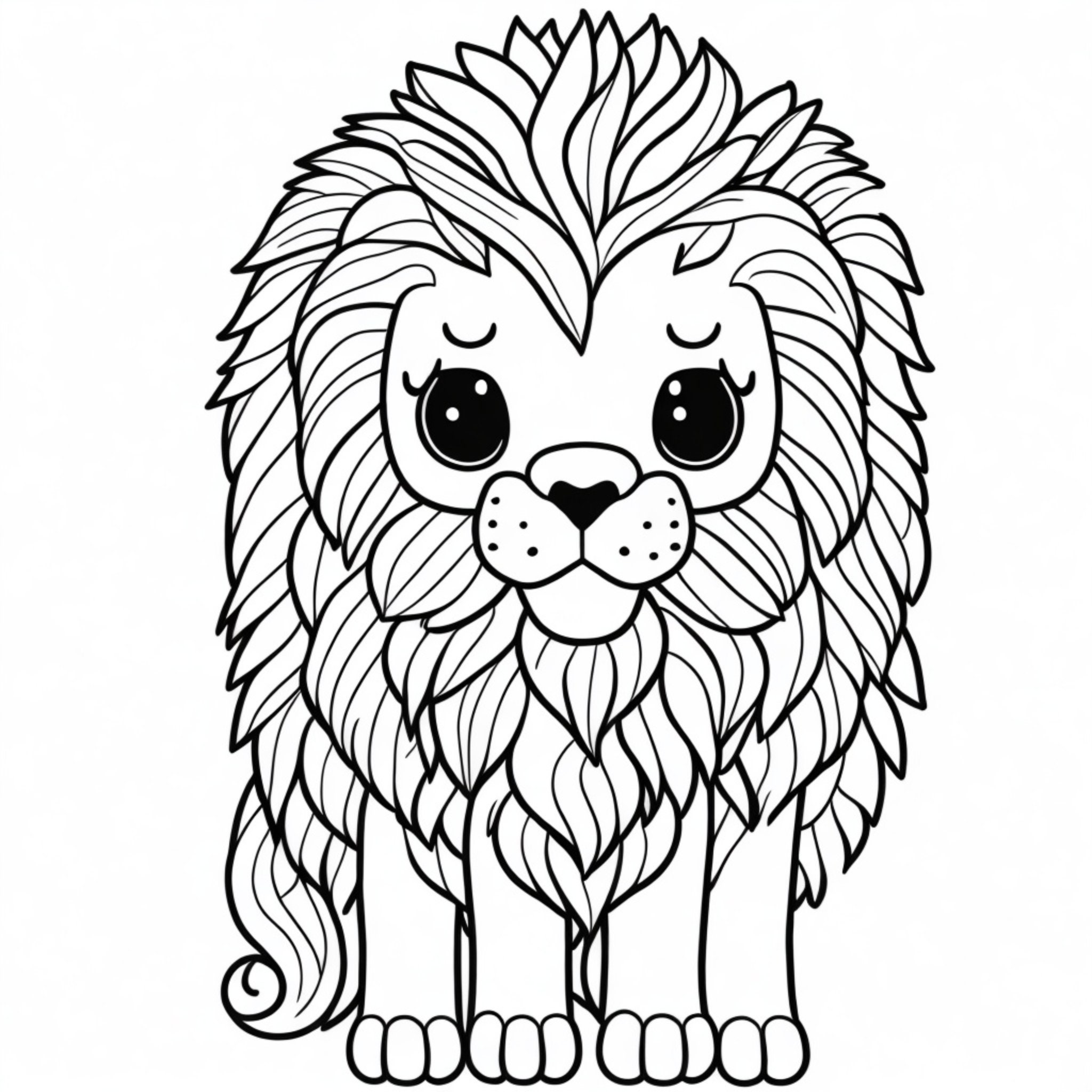 LION Cartoon Coloring Page for Kids Etsy
