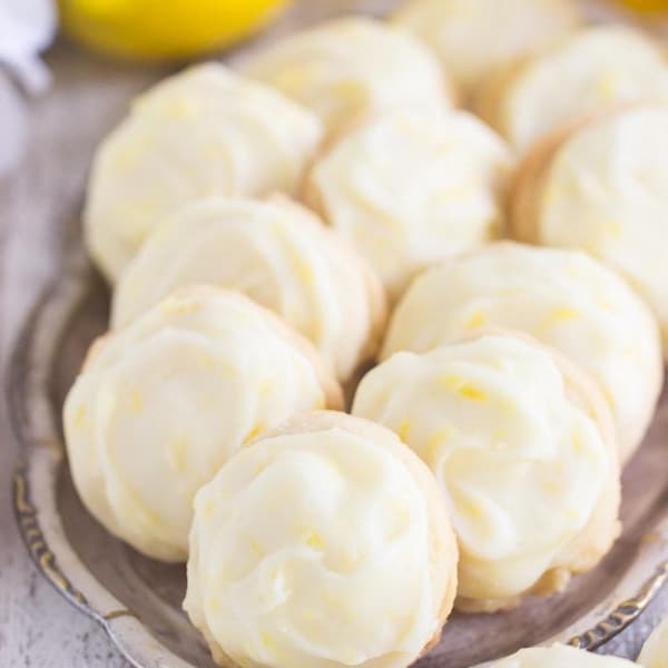 Lemon Sugar Cookies with Icing | Soft, Thick & Puffy Cookies with Sweet Lemon Glaze