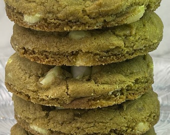 Biscuits matcha au beurre brun et chocolat blanc. Pack de biscuits faits maison | Pâques, été, cadeau de remerciement Cadeau, fête des mères