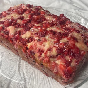 Strawberry Bread/ Loaf with sweet strawberry Glaze & fresh Strawberries | Homemade Loaf| For Summer, Thank You , Mother's day | Father's Day