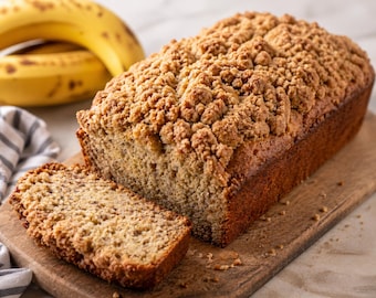 Moist Banana Bread with Buttery Streusel Crumb | Soft Homemade Banana Loaf | Bakery Style Fresh Baked Treat