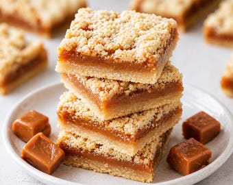 Barritas de caramelo salado pegajosas / Postre de caramelo casero / Barritas de crumble con mantequilla / Regalo dulce / Barritas recién horneadas