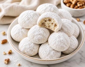 Galletas de boda mexicanas (Galletas de bola de nieve) / Galletas de azúcar glas mantecosas que se deshacen en la boca