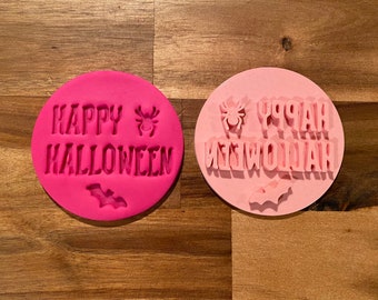 Happy Halloween Spider Bat Cookie Cutter & Stamp | Fondant Embosser