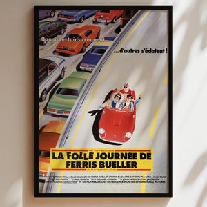 Ferris Bueller&#39;s Day Off Movie Poster French, Art Print Poster Canvas, Retro Movie Posters, Vintage