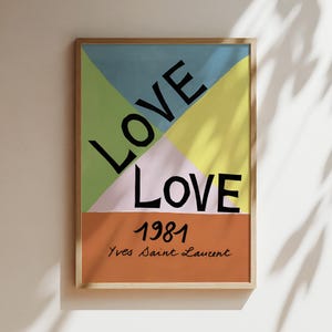 Love 1981 L O V E Rot Blau Grünes Herz Poster, Luxus Love Wandkunst Laurent, Weihnachtsliebe Postkarten Leinwand, Druck, gerahmt, Designerdrucke