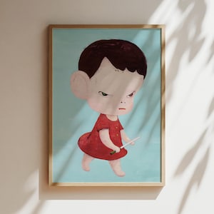 Nara Art Print - Nara Poster - Ingwer Orange Mädchen Kleid Druck, Japan Wandkunst, Japan Leinwand, Geschenke für Anime-Liebhaber