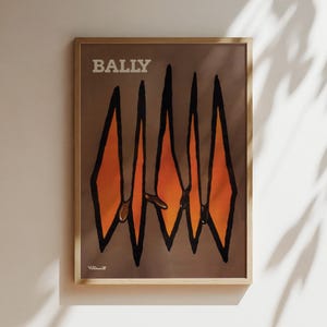 Bally Orange Diamonds Schuhe Vintage Wandkunst, Vintage Werbeplakat, Luxus Old Fashion Leinwand, Druck, gerahmt, Schuhwerbung