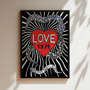 Love 1971 Snake Poster, Luxury Love Wall Art Laurent, Christmas Love Postcards Canvas, Print, Designer Prints, Postcards Laurent
