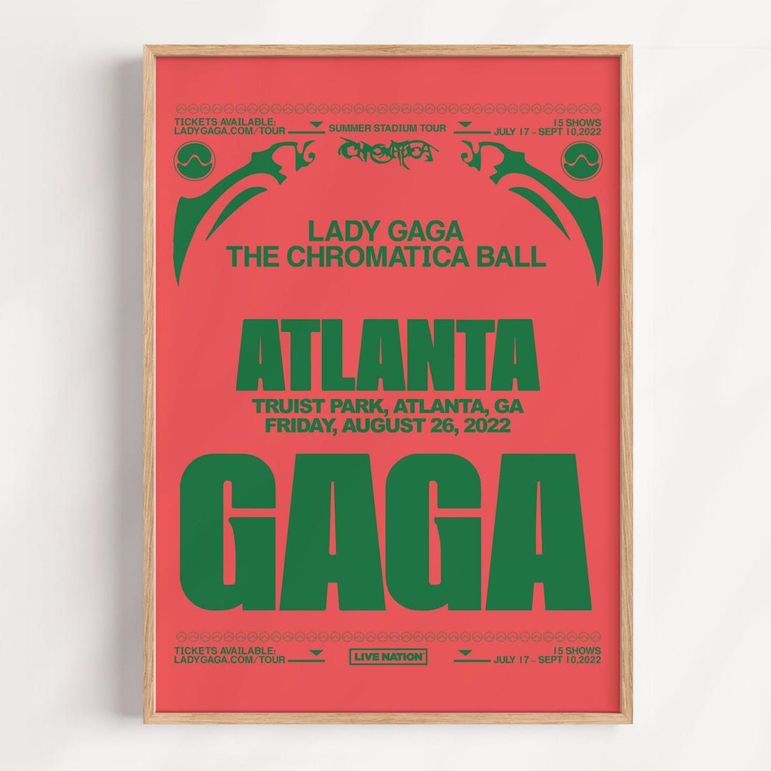 Gaga Atlanta Chromatica Ball Tour Concert Poster Art Print Canvas