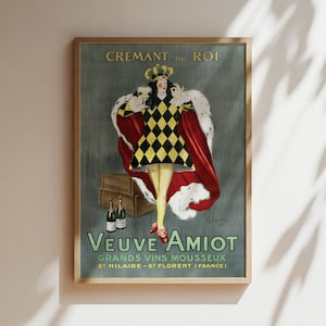 Arte murale vintage con champagne Veuve Amiot, poster pubblicitario vintage, tela di lusso vintage, stampa, incorniciata, arte di alcolici e vini