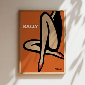 Bally Orange Beine Schuhe Vintage Wandkunst, Vintage Werbeplakat, Luxus Old Fashion Leinwand Druck, Gerahmt, Schuhwerbung, Frauen