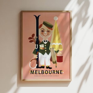 City of Vancouver Vintage Reise Poster, Vintage Reise Wandkunst, Australische Orte, Bordeaux Victoria, Apricotfarbene Wandkunst, Reise