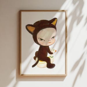 Nara Art Print - Harmless Kitty - Nara Katze Druck, Japanisches Poster, Anime Wand Kunst, Japan Leinwand, Geschenke für Anime Liebhaber, Katzenliebhaber