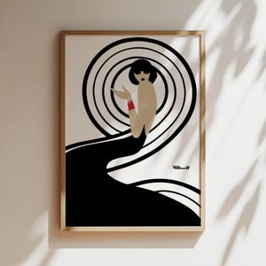 Bally Swirl Vintage Wandkunst, Vintage Werbeplakat, Luxus Altmode Leinwand, Druck, gerahmt, Retro Schuhwerbung, dunkelhaarige Dame