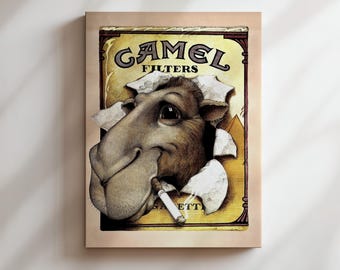 Póster vintage de cigarrillos Camel: Anuncio impreso de billar