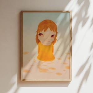 Nara Art Print - After the Acid - Mädchen Orange Kleid und orange Haare, Japanisches Poster, Anime Wand Kunst, Japan Leinwand, Geschenke für Anime-Liebhaber