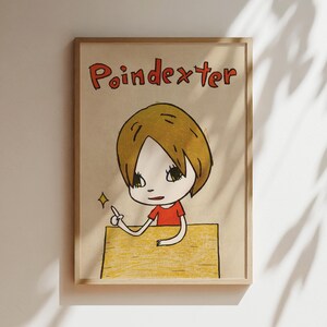 Nara Kunstdruck - Nara Poindexter - Blondes Kind am Tisch, Japanisches Poster, Anime Wand Kunst, Japan Leinwand, Geschenke für Anime-Liebhaber
