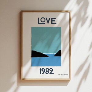Liebe 1982 Yves Blau Berge Poster, Luxus Liebe Wandkunst Laurent, Weihnachtsliebe Postkarten Leinwand, Druck, gerahmt, Designerdrucke