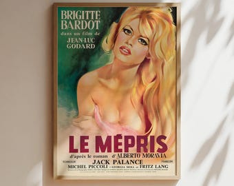 Brigitte Bardot 'Le Mepris' Vintage Movie Poster: Art Print, Canvas, or Framed, Wall Art Print Poster Canvas or Framed, Home Decor