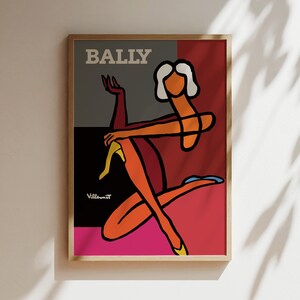 Bally Diptyque Frau Schuhe Vintage Wandkunst, Vintage Werbeplakat, Luxus Old Fashion Leinwand Druck, gerahmt, Schuhwerbung