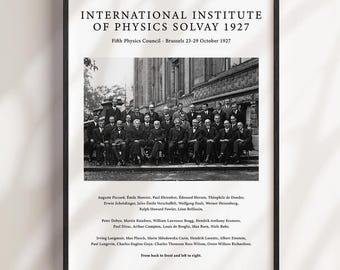 Impresión artística de la Conferencia Solvay, impresión artística vintage de Albert Einstein: pósteres de regalo para profesores de física y ciencias, decoración de pared