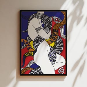 Love 1974 Schlange Poster, Luxus Love Wandkunst Laurent, Weihnachtsliebe Postkarten Leinwand, Print, Designer Prints, Postkarten Laurent