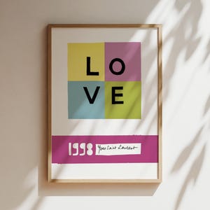 Liebe 1998 L O V E Poster, Luxusliebe Wandkunst Laurent, Weihnachtsliebe Postkarten Leinwand, Druck, gerahmt, Designerdruck