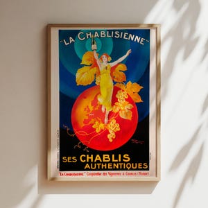 La Chablisienne Champagne Vintage Wandkunst, Vintage Werbeplakat, Luxus Leinwand, Druck, gerahmt, Alkohol Wein Kunst Veuve Amiot Chandon