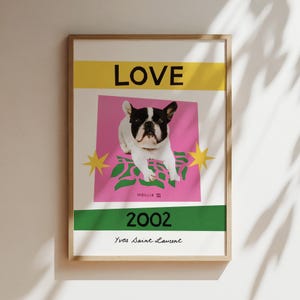 Liebe 2002 Frenchie Poster, Luxusliebe Wandkunst Laurent, Weihnachtsliebe Postkarten Leinwand, Druck, Designer Drucke, Französischer Bulldogge, Hundeliebhaber