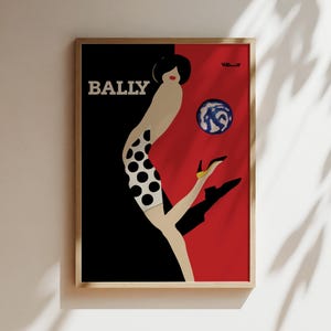 Bally Kick Woman Shoe Red Vintage Wall Art, Vintage Advertising Poster, Luxury Old Fashion Canvas, Print, Framed, Shoe Advertisement