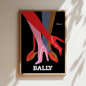 Bally Shoes Vintage Wall Art, Poster pubblicitario vintage, Tela di lusso vintage, Stampa, Incorniciata, Pubblicità di scarpe, Moda uomo donna