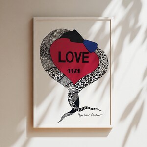 Love 1974 Schlange Poster, Luxus Love Wandkunst Laurent, Weihnachtsliebe Postkarten Leinwand, Print, Designer Prints, Postkarten Laurent