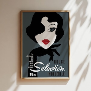 Rouge Auswahl Indeleble Vintage Werbeplakat, Leinwand, Druck, gerahmt, Lippenstift Mode Vintage Werbeplakat Kunst Druck