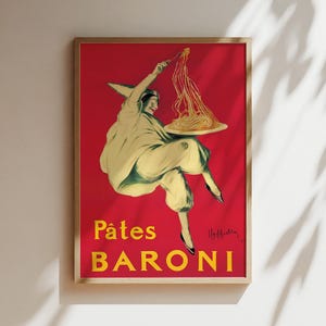 Pasteten Baroni Poster, Pasta Wandkunst, Spaghetti Küche Home Decor, Vintage Wein Poster, Vintage Wein Druck, Essen und Wein Vintage Kunst, Italien