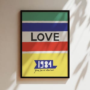 Love 1981 Postkarten Poster in Rot Weiß Blau Grün Gelb, Luxus Love, Weihnachten Love Postkarten Leinwand, Print, Designer Prints, Laurent