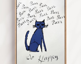 アンディ・ウォーホルの青い猫のポップアートポスター、アンディ