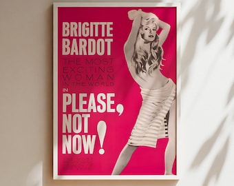 Pink Brigitte Bardot Movie Poster: Vintage 1960s Film Art, Wall Art Print Poster Canvas or Framed, Home Decor