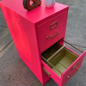 Metal Filing Cabinet 3 Drawer Filing Cabinet Office Furniture Refinished Furniture Pink Gold Refurbished