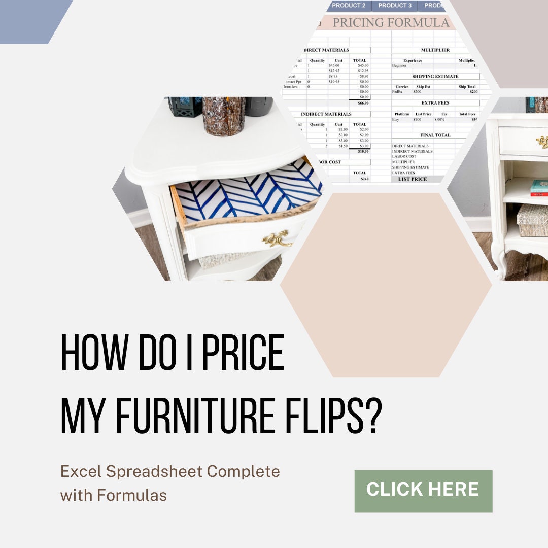 Furniture Pricing Worksheet Excel Spreadsheet, Furniture Flipper