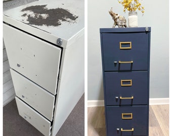 CUSTOM** Painted 3 Drawer Metal Filing Cabinet