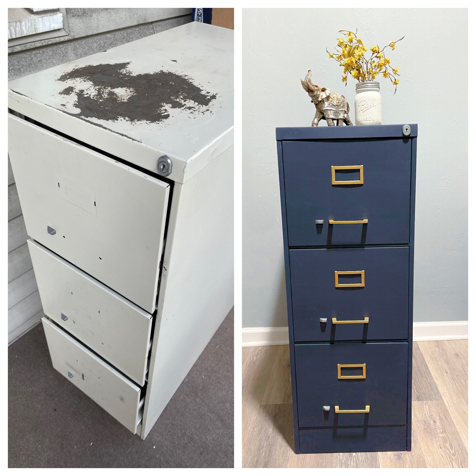 CUSTOM Painted 3 Drawer Metal Filing Cabinet Etsy